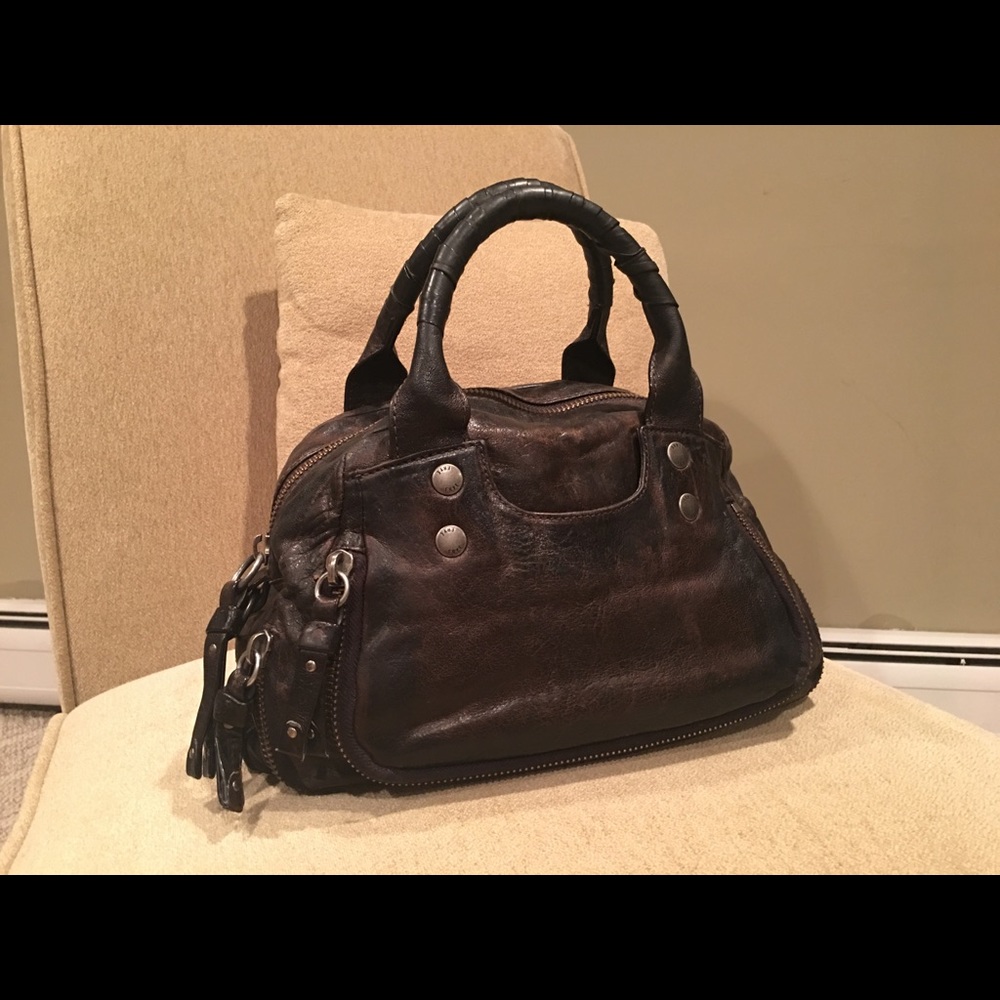 Frye Elaine Leather Satchel Black EUC